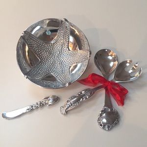 NWT Mariposa bowl, butter knife & salad servers